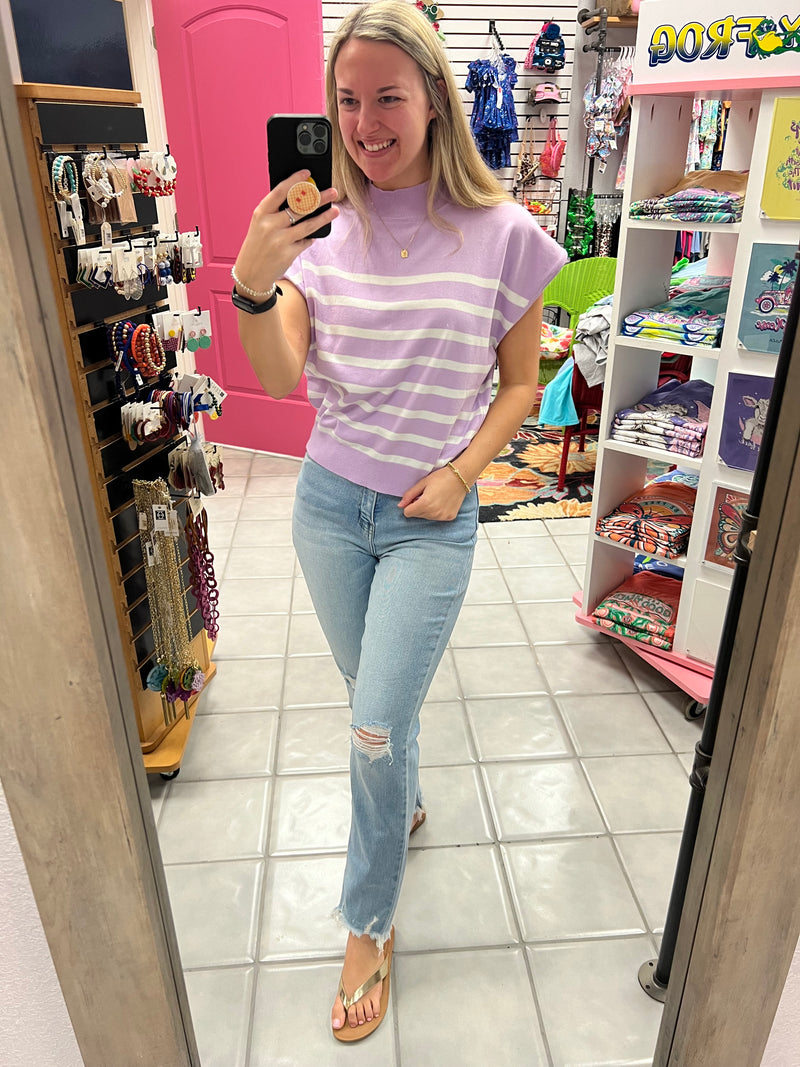 Striped Top in Lavender