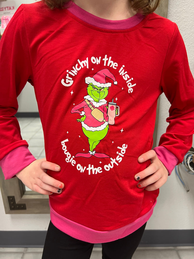 Grinchy On the Outside Youth Top