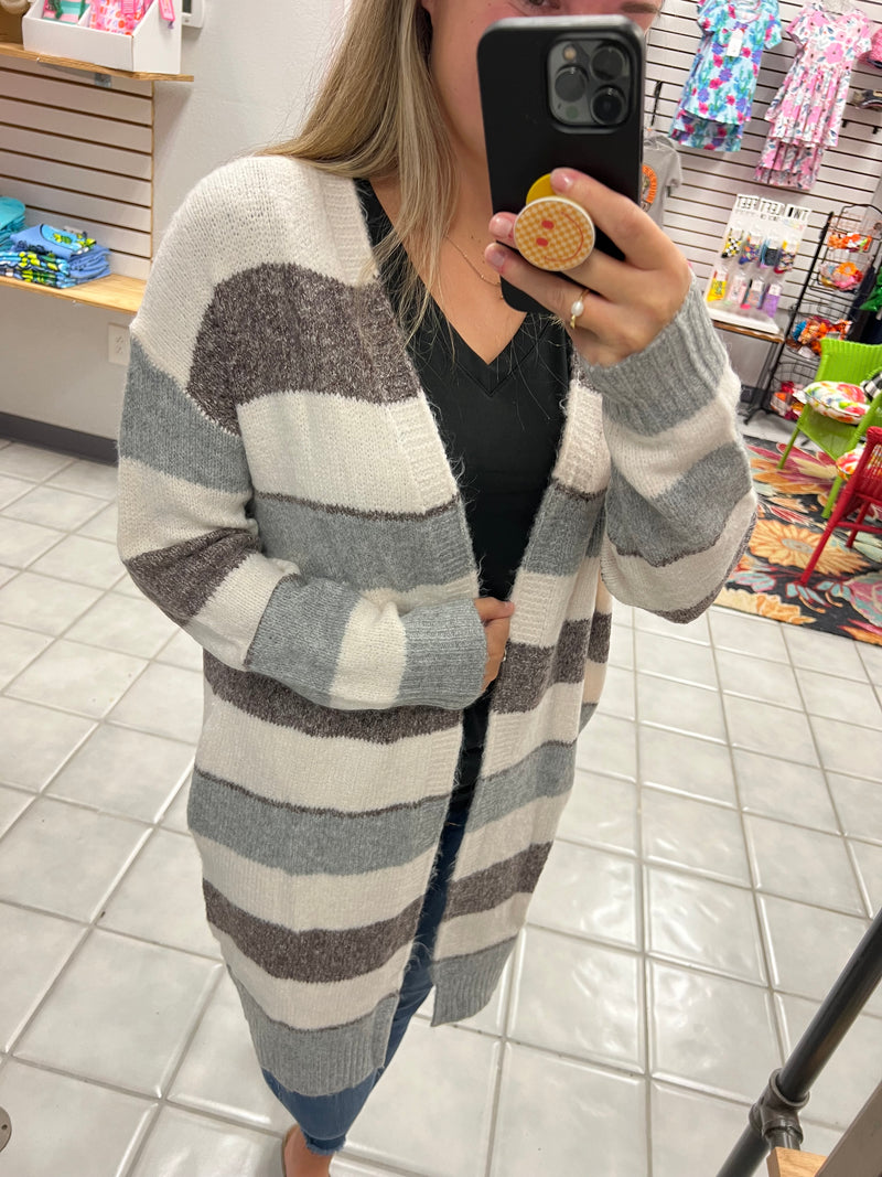 Fuzzy Striped Cardigan