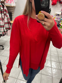 Red Dolman LS Top