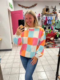 Fun Colored Checkered Sweater