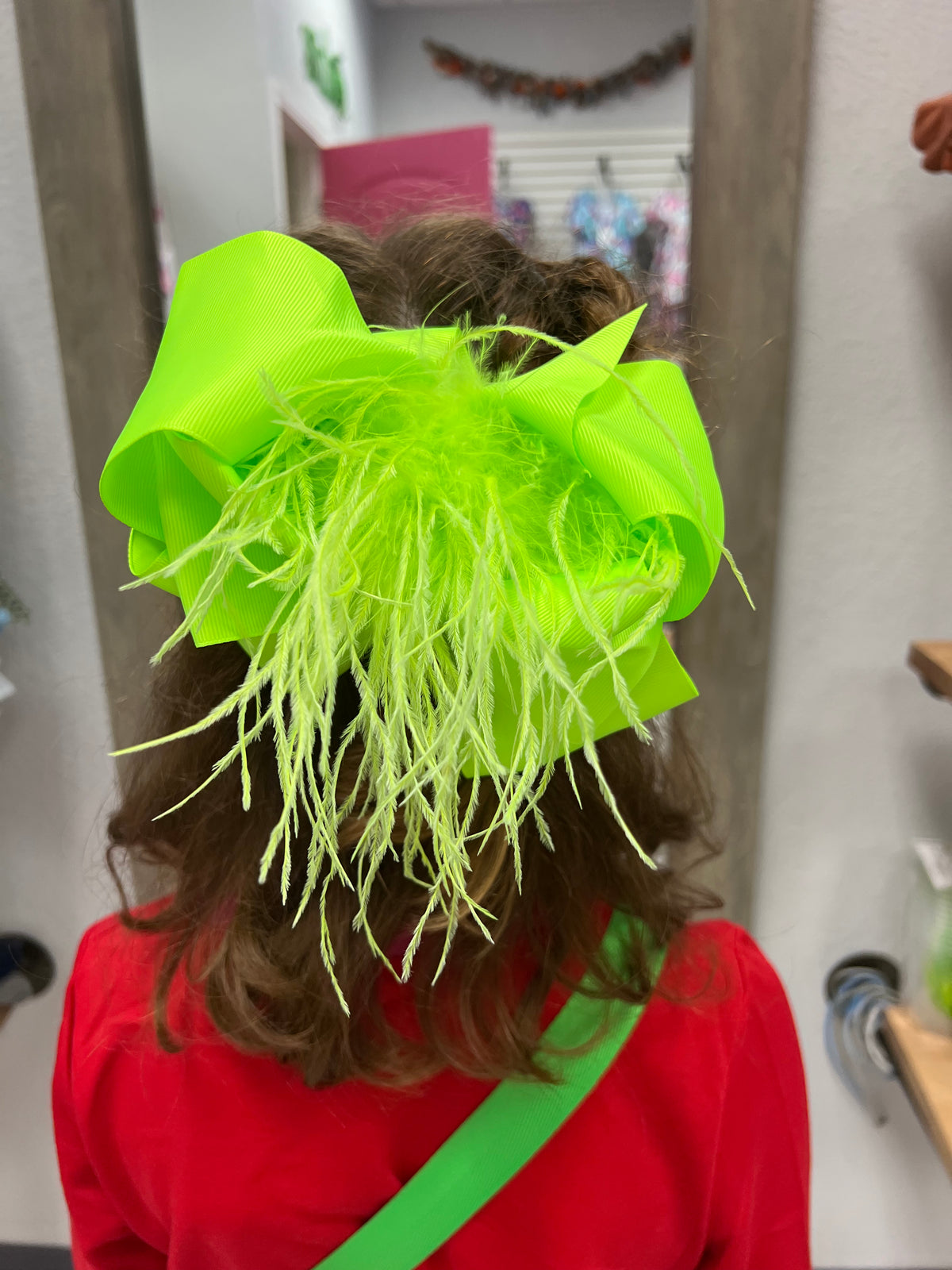 Grinch Feather Bow